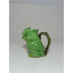 Vintage Green Parrot Ceramic Creamer Pitcher Made in Japan Figural Bird 4 inch